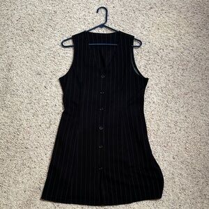 Elegant Black Pinstripe Dress